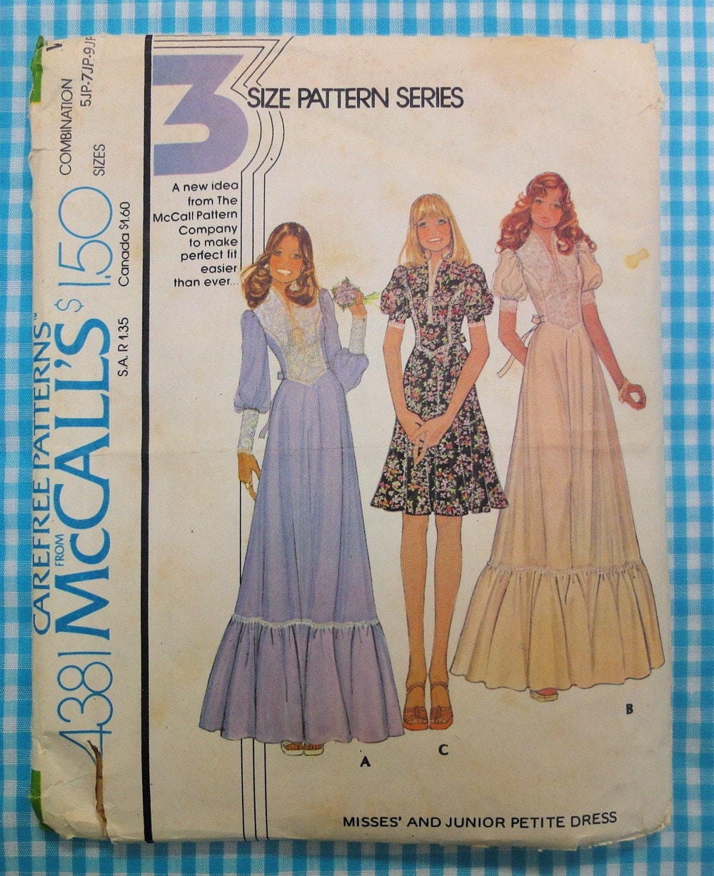 Vintage 1974 McCall's 4381 Sewing Pattern Prairie Maxi