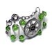 Steampunk Jewelry - Bracelet - Silver Gear and green Glass