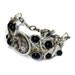 Steampunk Bracelet - Silver Watch Movement and black onyx - One of a Kind