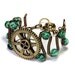 Steampunk Jewelry - Bracelet - Brass Gear and Light Emerald glass