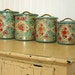 Vintage Jadeite and Rose Pink Shabby Tin Canister Set of 4
