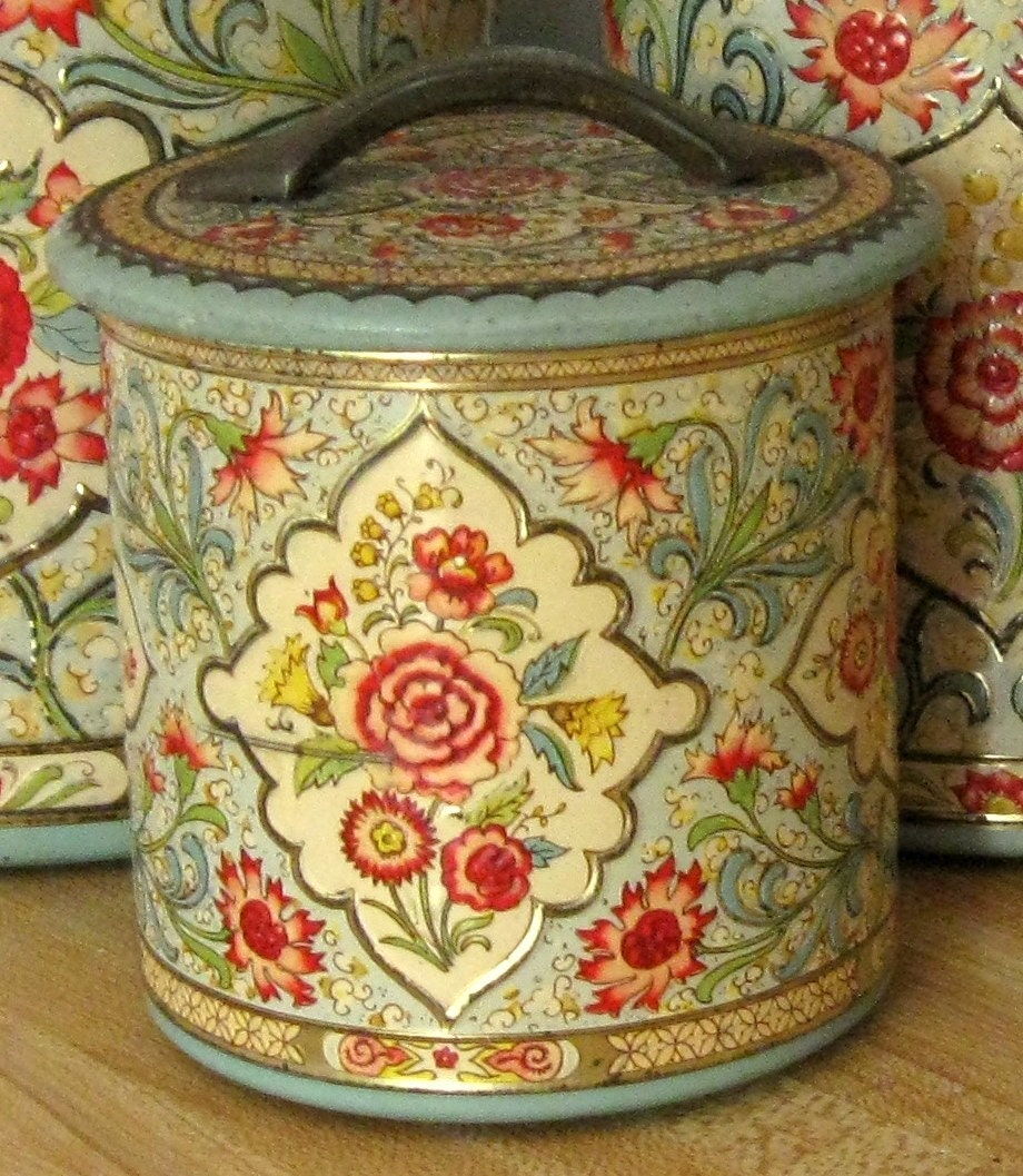 Jadeite Holland Daher Shabby Tin Canister Set by Somethingcharming