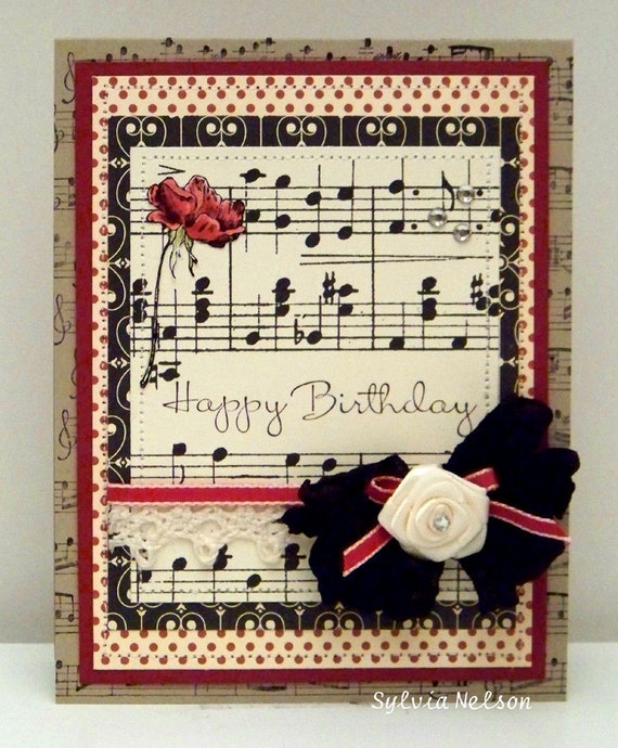 items similar to happy birthday a music and roses notecard