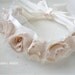 Serabella - Open Halo Headband Wrap OR Belt - Shabby Nude Rosettes Tulle - Girls Newborns Baby Infant Adults - Weddings - Photo Prop