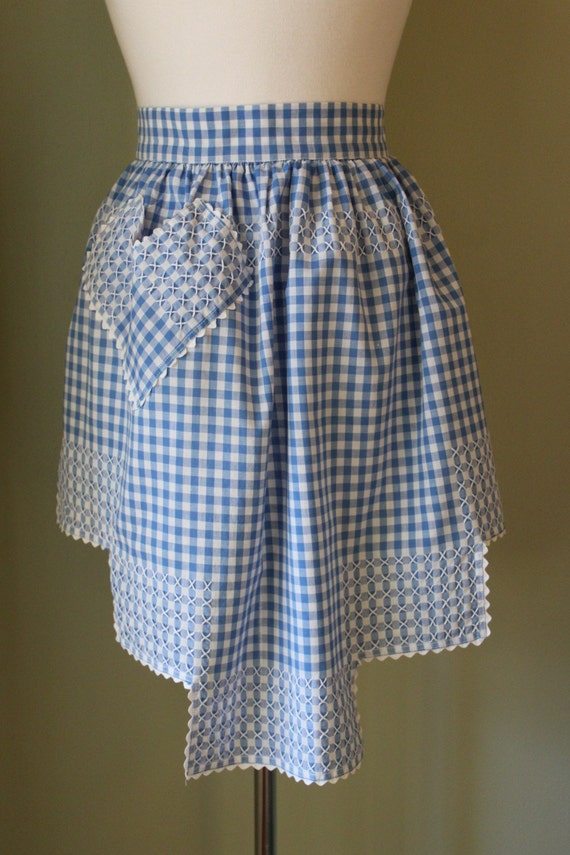 Blue and White Gingham Check Apron