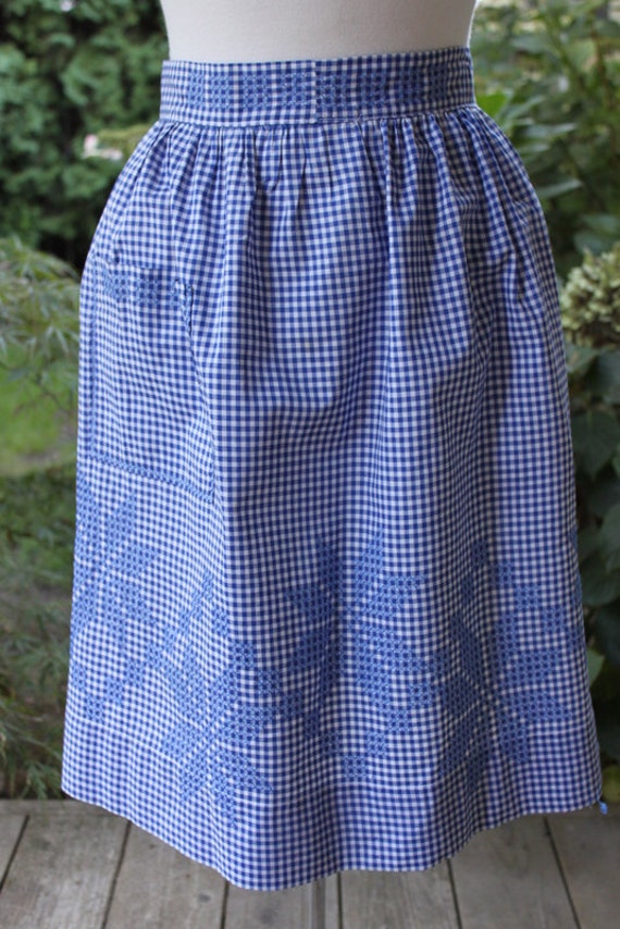 Blue and White Gingham Check Apron