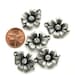 Antiqued Silver 20mm Flower Connectors with a crystal, Set of 5, 1027-02