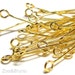 Last Listing - 50 - 2 Inch Gold (Toned) Eye Pins