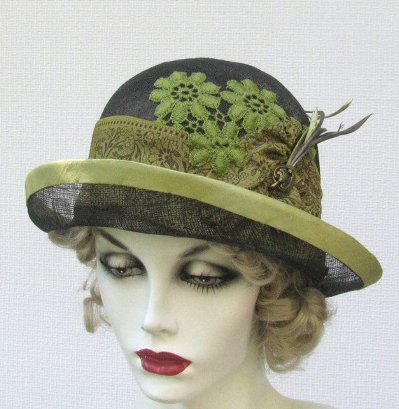 Womens Summer Hat Wide Brim Sun Dress Hat in Olive