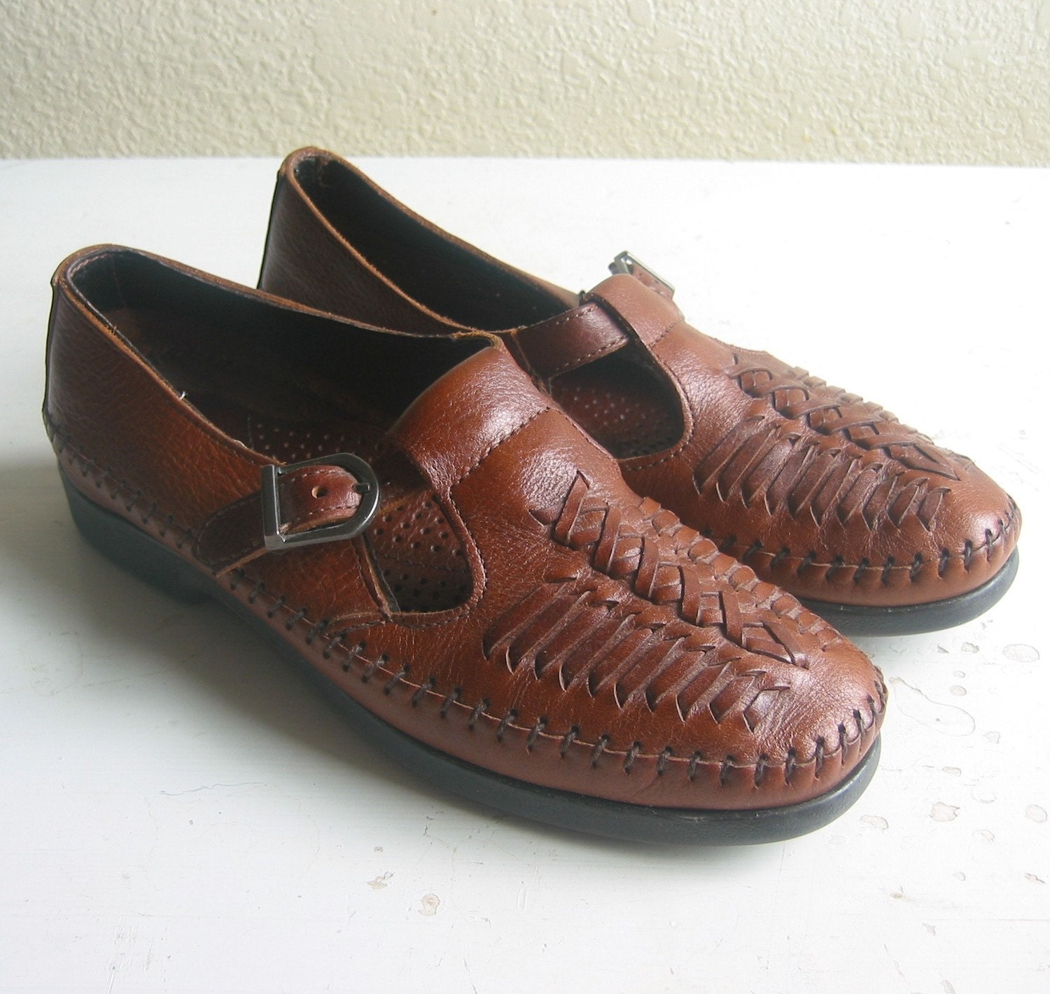 vintage dexter shoes / woven lattice shoes / 6.5