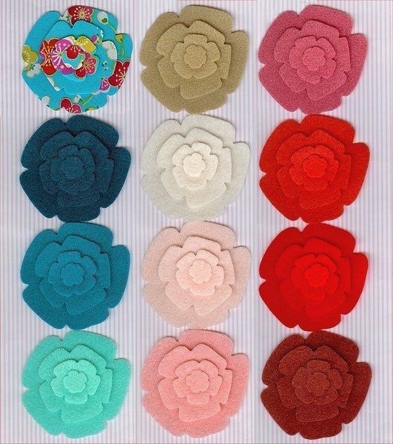 Felt / Fabric Flower Shapes Set of 48 DieCut Pieces