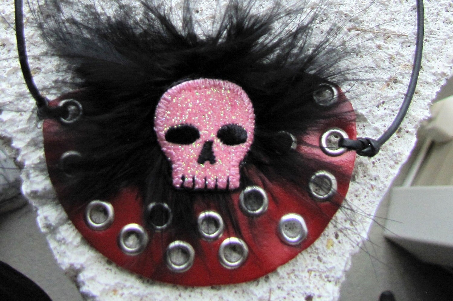 PIRATE BLING DIVA Eye Patch with Sparkly Pink Skull