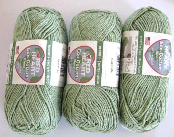 Red Heart Eco Cotton Yarn moss green from recycled by crochetgal