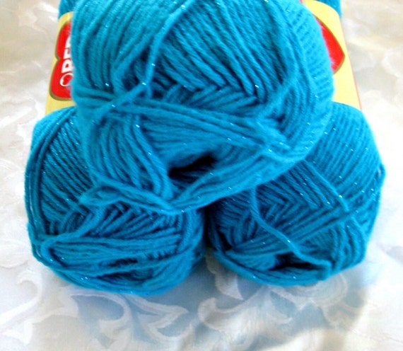 Red Heart Shimmer yarn TURQUOISE yarn with turquoise by crochetgal