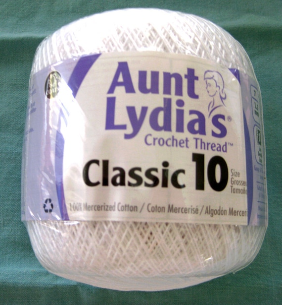 Aunt Lydias Classic size 10 WHITE Crochet Cotton by crochetgal