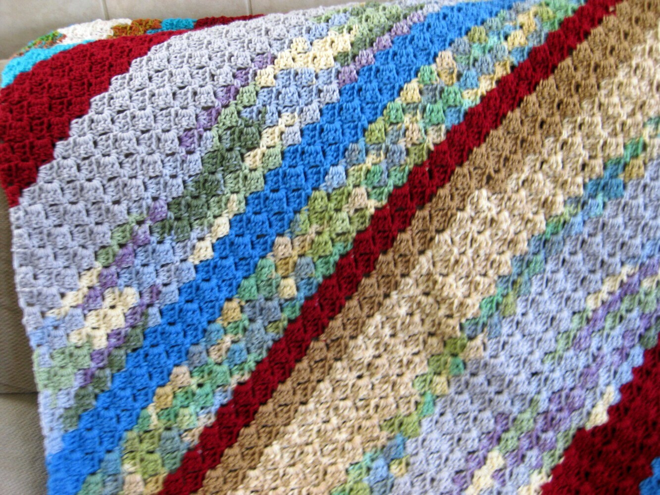 Corner to Corner Shell Afghan Crochet Pattern lap by crochetgal