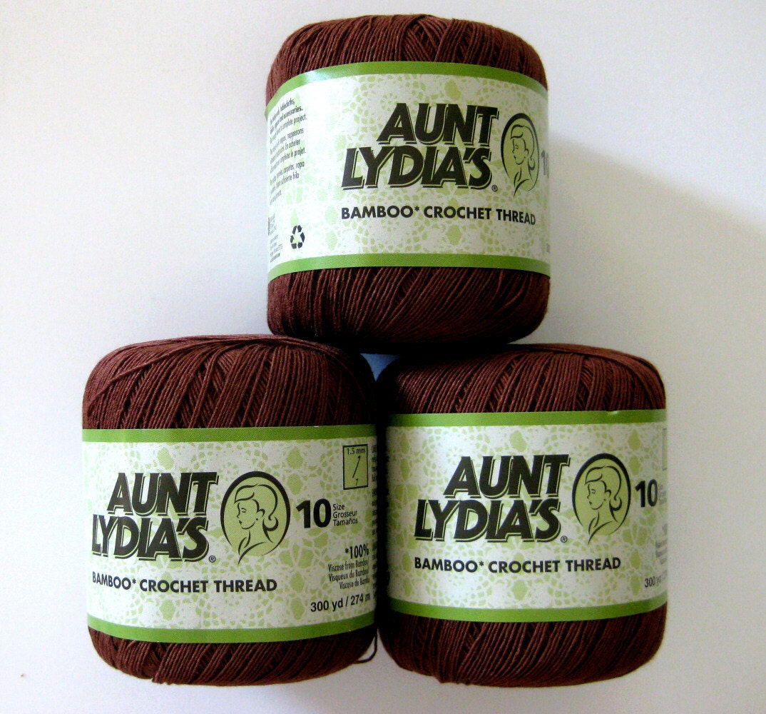 Aunt Lydias Bamboo Thread TWIG brown size 10 crochet by crochetgal