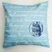 Blue Pillow Cover Throw Pillow Accent Decorative Cotton Penmanship Home Decor 18x18