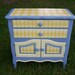 Hand-painted Furniture Cabinet/Buffet in Periwinkle blue and Butter-cream Yellow