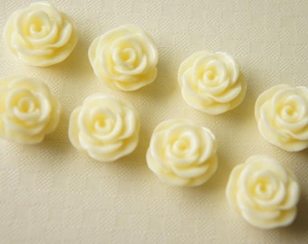 SALE 8 pcs Rose Cabochon (15mm) Ivory White FL129