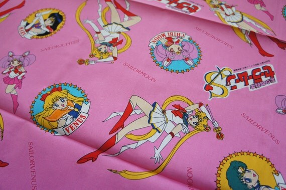 Sailor Moon Fabric 50cm Mid Weight No.46 Pink LAST by misssapporo