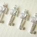 3 pc Key Charm with Clear rhinestones (15mm35mm) Silver AZ021 (((LAST)))