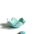 Ring Bowl ,Lace Texture  Ring Keeper , Teal and Light Turquoise Jewelry Plate, Miniature Bowl  3.5 inches round Ring Bowl ,Lace Texture  Ring Keeper , Teal and Light Turquoise Jewelry Plate, Miniature Bowl  3.5 inches round