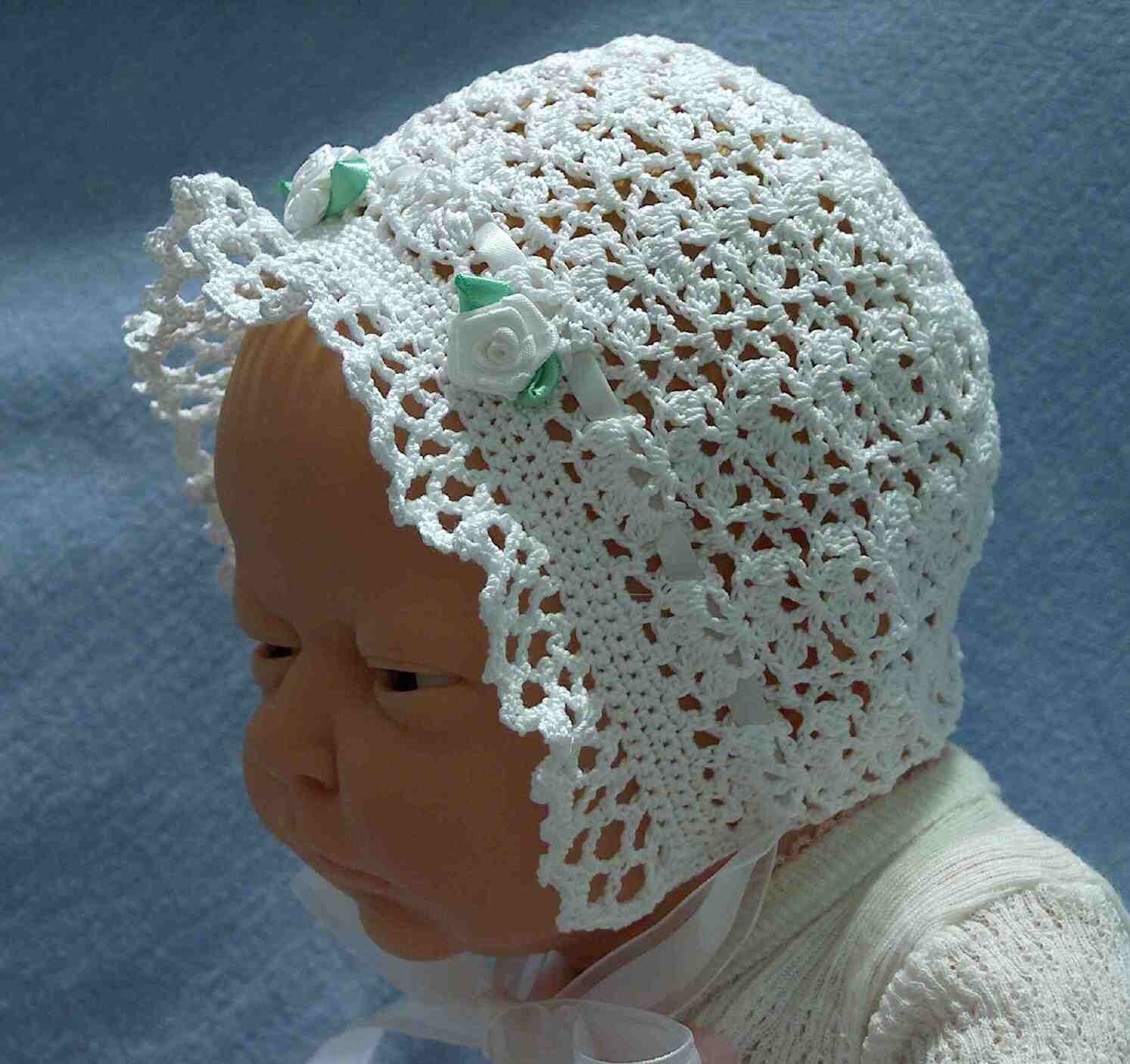 Crochet White Lace Roses Christening by mycrochetbasket