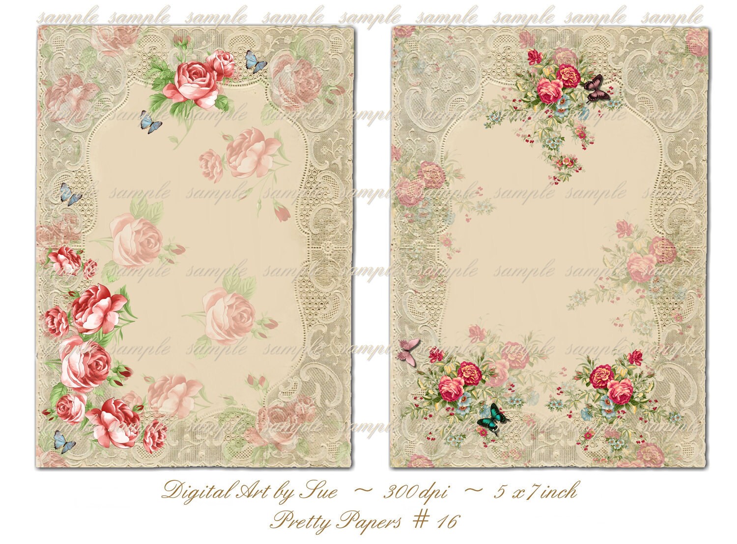 Instant Download Pretty Papers No. 16 5 X 7 Printable
