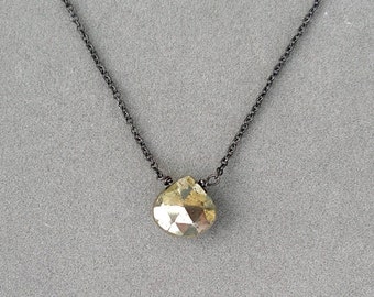 pyrite and oxidized silver necklace by rockedjewelry