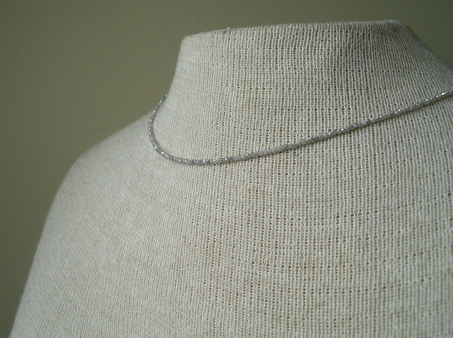 white diamond bead necklace by rockedjewelry