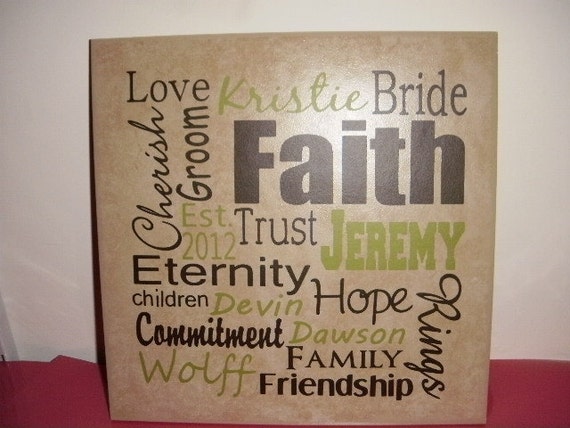 Wedding and Family Personalized 12 x 12 inch ceramic tile