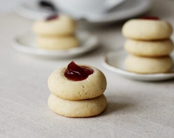 Thumbprint Jam Cookies, Rose & Black Pepper Tea cookies with rose preserves