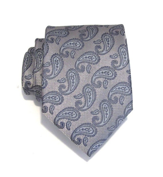 Necktie Mens Gray Paisley Silk Tie by TieObsessed on Etsy