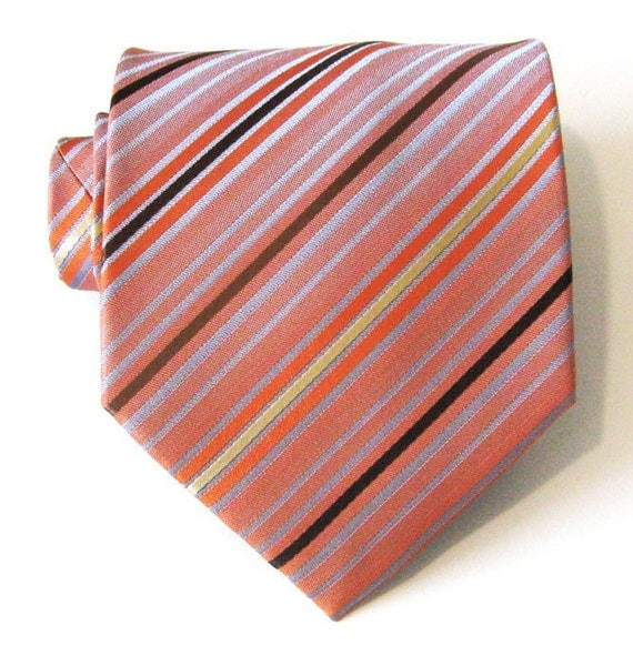Burnt Orange Striped Silk Tie