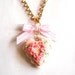 Valentine's Day Cake Necklace Pink Rose Heart Cake Necklace - Miniature Food Jewelry