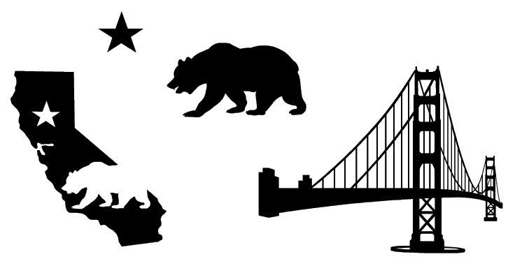 State of California and Golden Gate Bridge Vinyl Decals Car