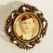 Victorian Memento Mori Enamel Pin Antique Memorial Mourning Sepia Photo Portrait
