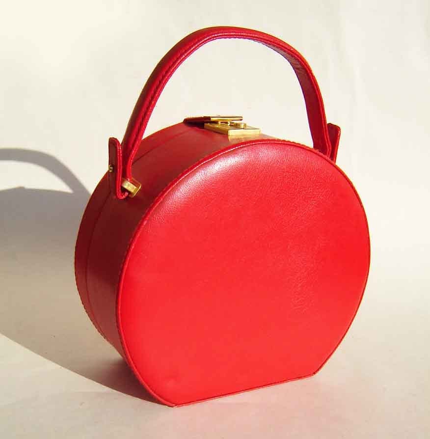 Vintage 60s Red Vanity Case Handbag Pocketbook Purse