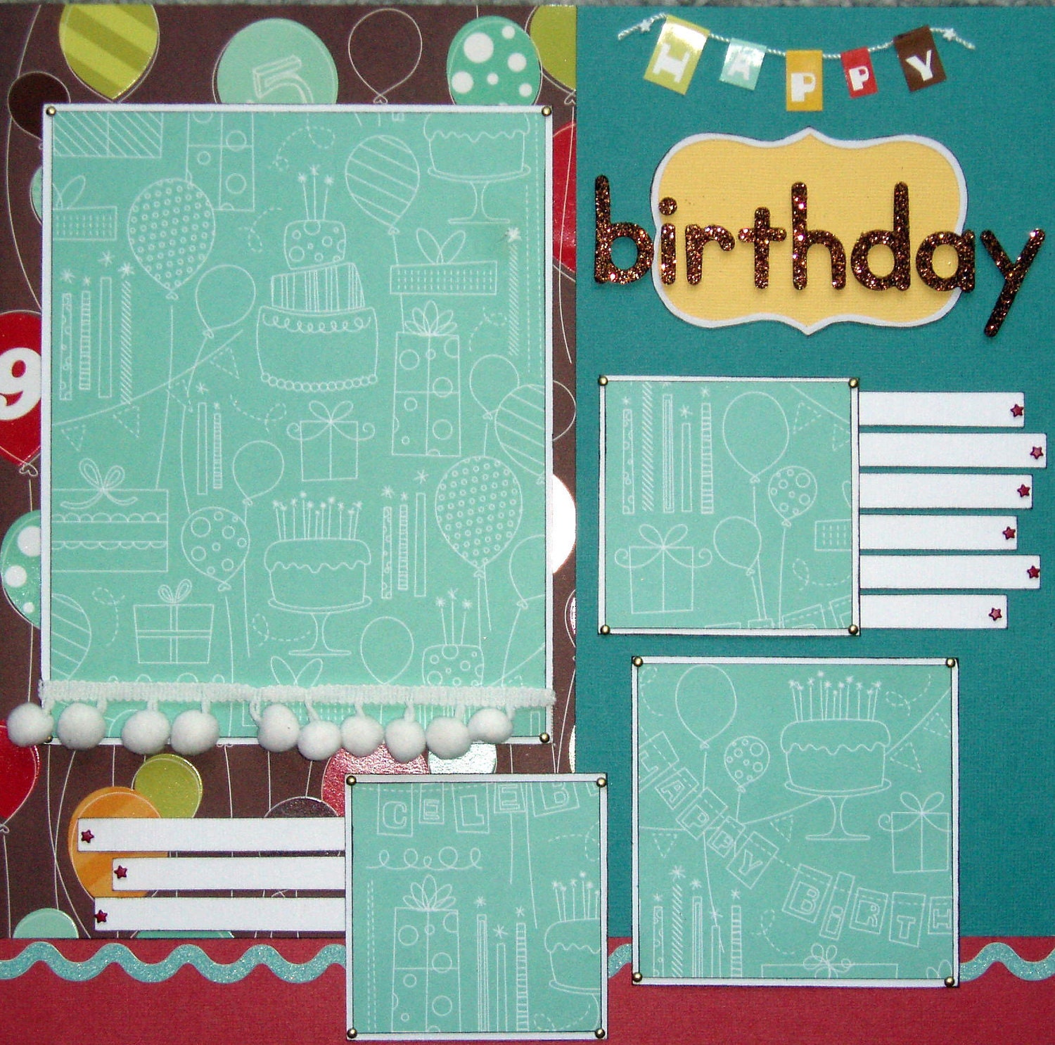 12x12 Custom Premade Scrapbook layout Birthday