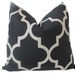 Free US Shipping-Decorative Designer Pillow Cover-20x20 inch-Black & Creme Trellis Fret Work