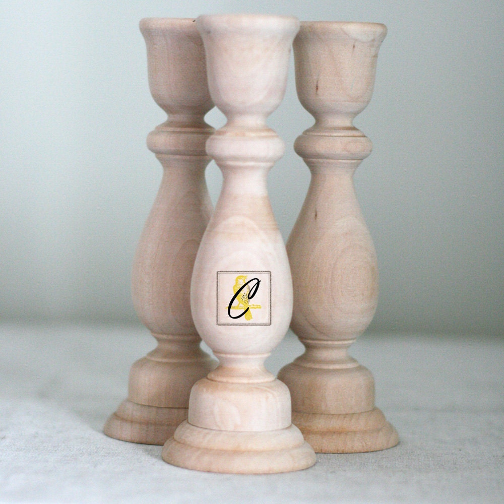 Wooden unfinished candlestick