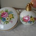 Floral Motif Porcelain Trinket and Perfume Atomizer Vanity Duo