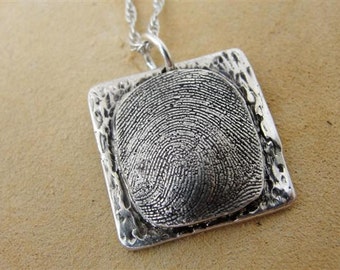 Custom Fingerprint Necklace Jewelry Thumbprint in Sterling Silver Personalized