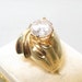 Vintage 80s Solitaire Ridged Sterling Silver Vermeil Ring Jewelry Sz 5