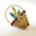 Vintage 50s Rhinestone Flower Basket Brooch Jewelry