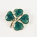 Shamrock Green Enamel 60s Brooch Vintage Jewelry Lucky