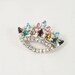 Crown Rhinestone and Faux Pearl 50s Brooch Vintage Jewelry