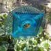 Recycled Garden Yard Art Glass Flower - Dotted Blue Swiss