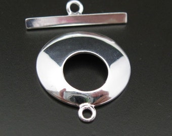 Sterling Silver Clasp Toggle Big Oval Jewelry Closure 925